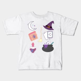 in the world full of princesses be a witch sticker pack Kids T-Shirt